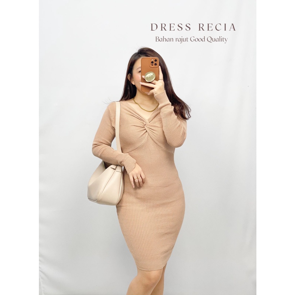 Basic id fashion Dres rajut wanita / rajut recia / rajut strech / dres wanita rajut premium