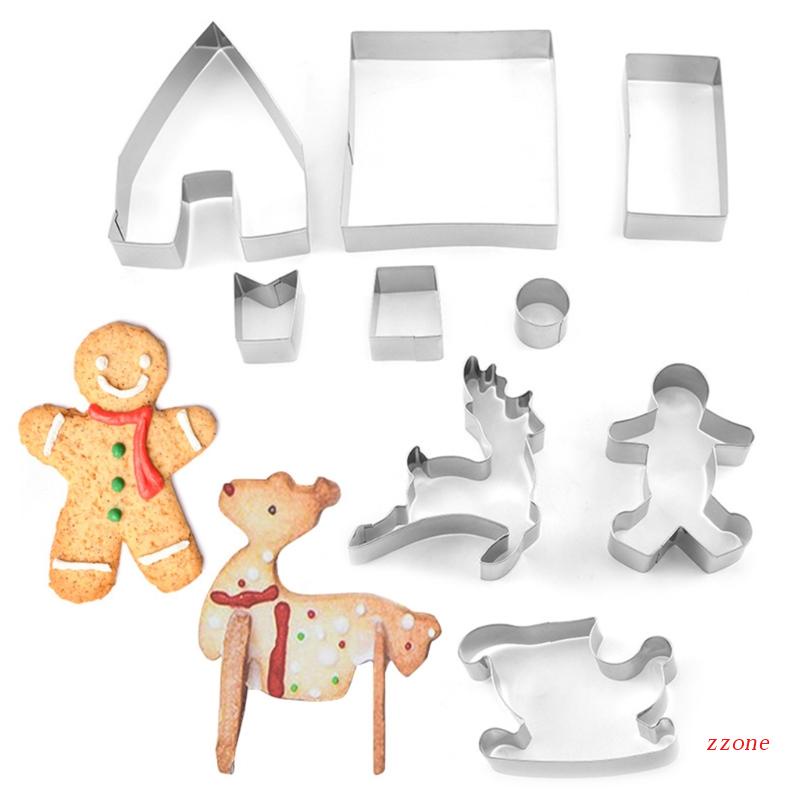 9 Pcs Alat Kue 3D Tema Natal Bahan Stainless Steel Anti Lengket Untuk Anak