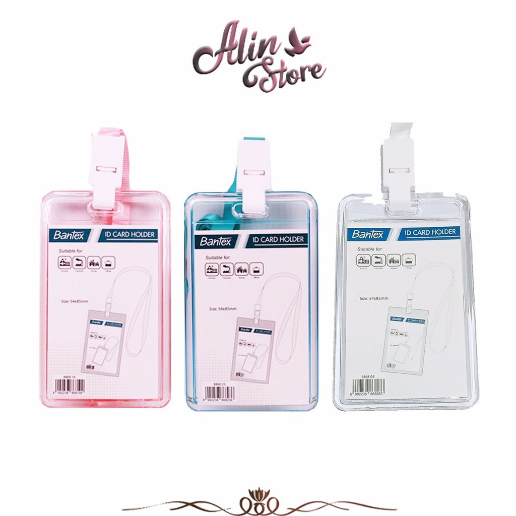 

Name Tag Bantex Transparent Id Card Holder Ladyard Portrait 8868