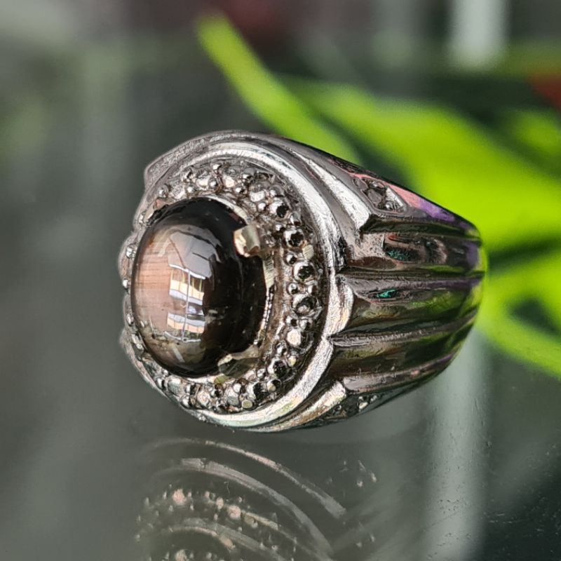 Natural Black Star Sapphire 3.30ct Batu Safir Bangkaca Hitam XT023