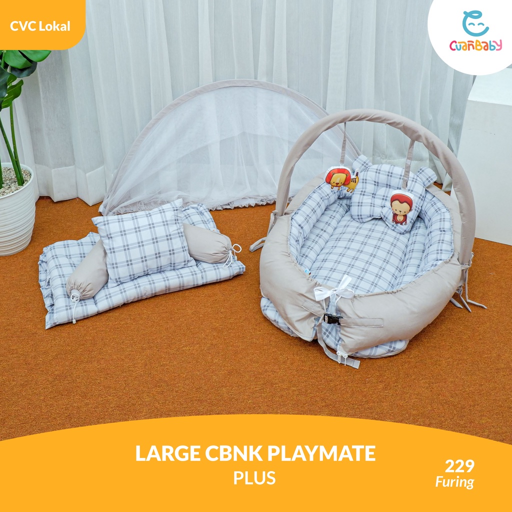 Kasur Bayi Kelambu Large CBNK Playmate Plus Bedcover Motif Kansas Mix Polos Abu By Cuan Baby LARGE C