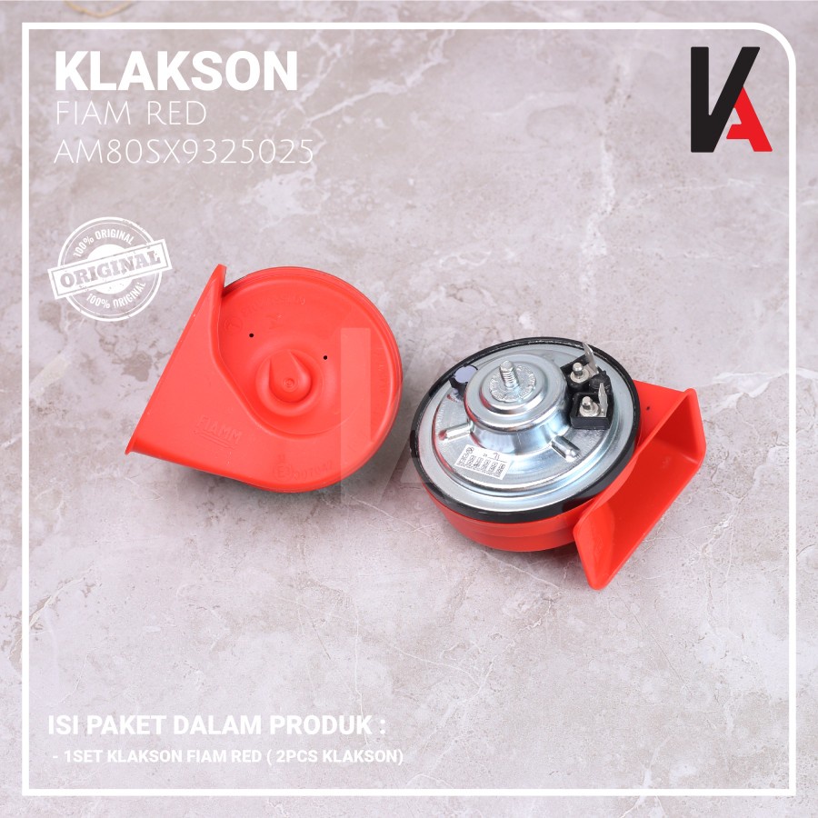 KLAKSON MOBIL MOTOR KEONG FIAMM RED ITALY 12V ORIGINAL DENGAN KABEL RELAY SET ORIGINAL