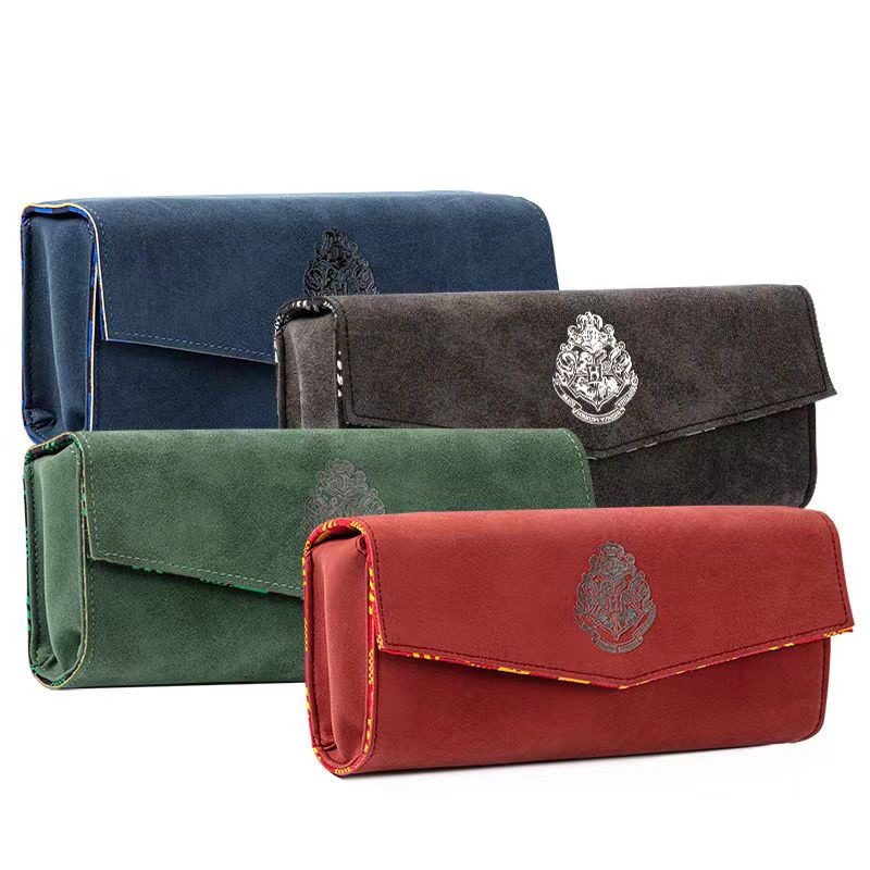 ✔►✕Sera Sera kuat Harry Potter kotak pensil 66808 tas persegi berkapasitas besar multi-fungsional penuh kulit pola gelap timbul mahasiswa kotak pensil