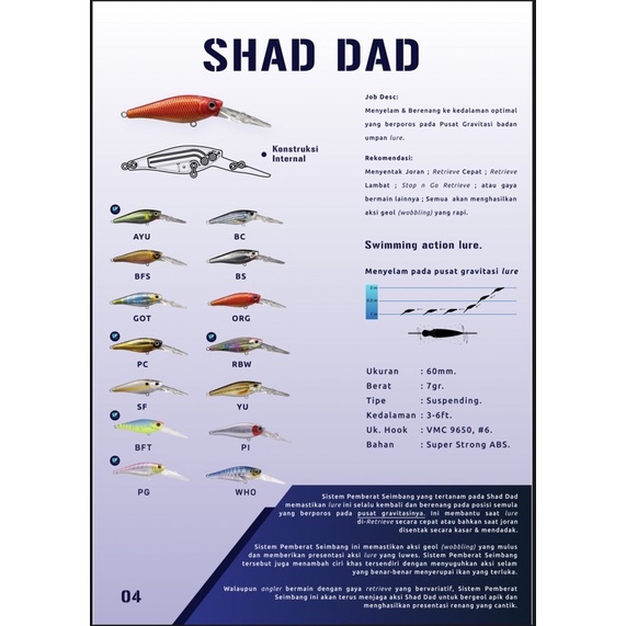 Lure Minnow Daimaru Shad Dad 60mm/7Gr Suspending