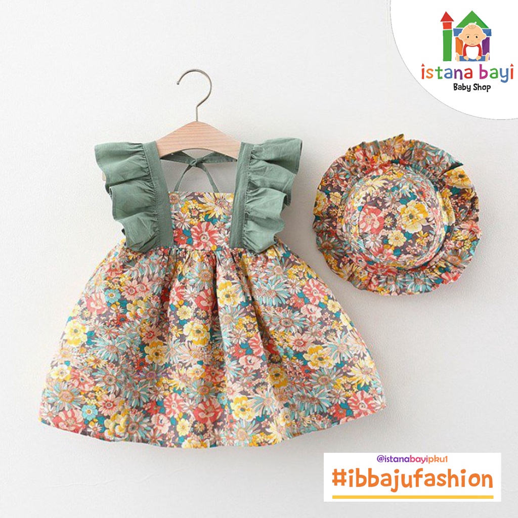 DRESS BAYI - KOREAN BABY DREES 0-3 TAHUN FREE TOPI / GAUN BAYI LUCU IMPORT DRESS BAYI CANTIK