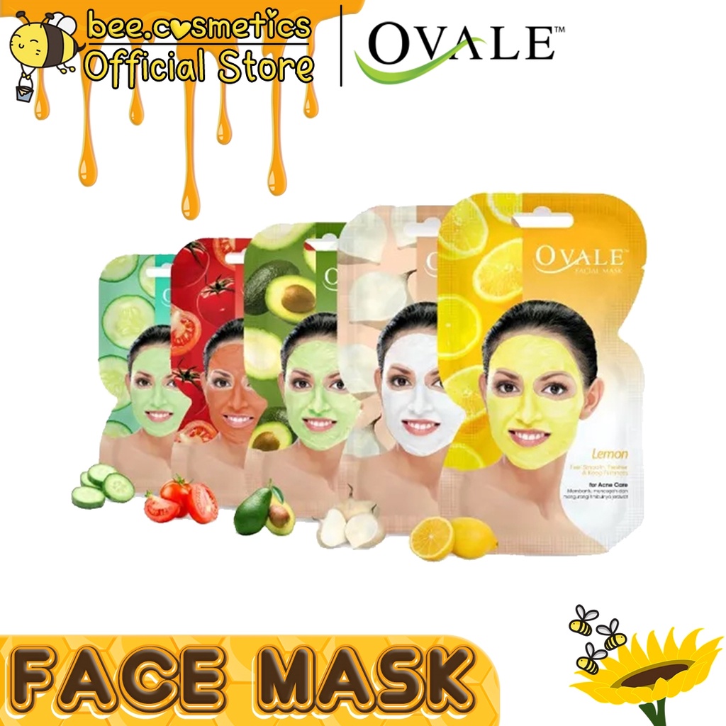 OVALE FACE MASK / FACIAL MASK / MASKER WAJAH ( TOMATO / AVOCADO / CUCUMBER / LEMON / BENGKOANG )