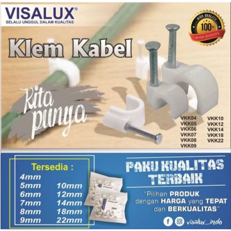 Klem Kabel Visalux - 6mm, 7mm, 8mm, 9mm, 10mm, 12mm & 18mm dengan besi beton