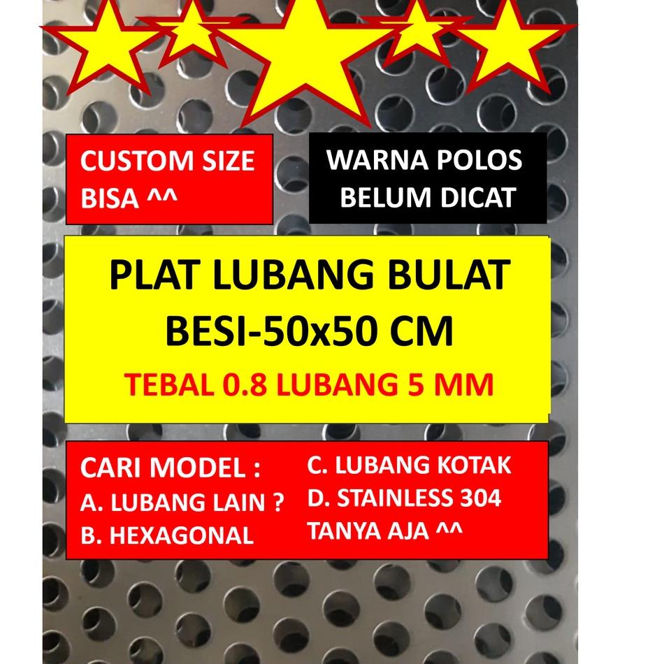 ARTq7Q1c--Plat 50x50 - Lubang 5 mm - Plat Besi Ram Speaker - Bulat Tebal 0.8 mm - Ram Grill Plat Lub