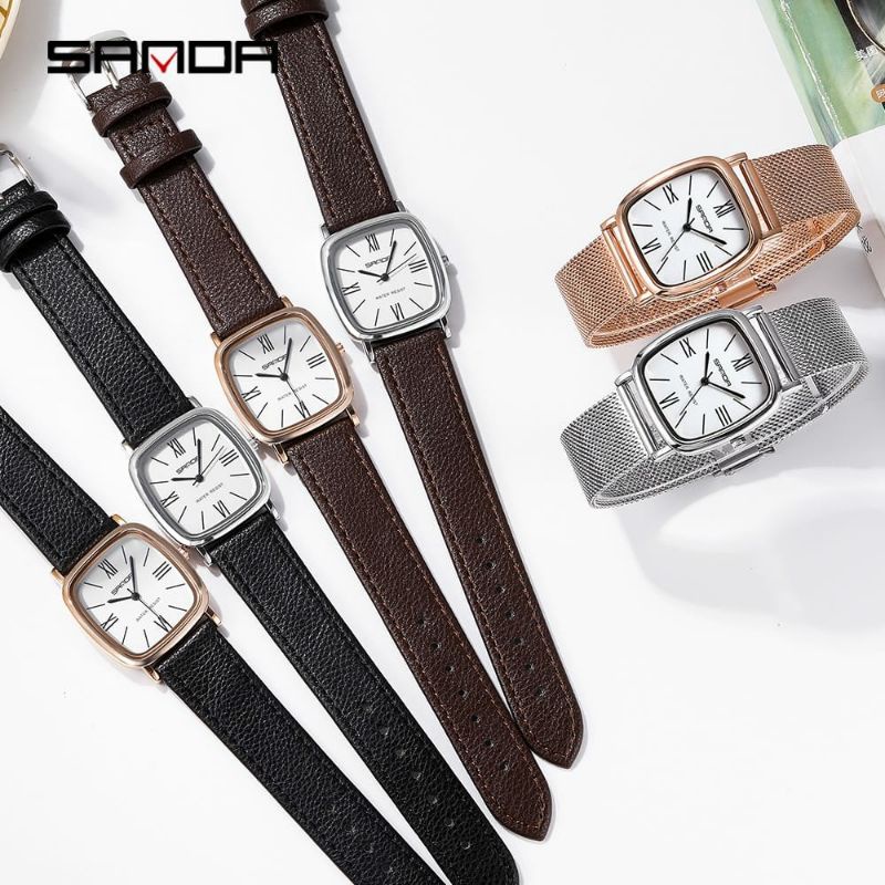 JAM TANGAN SANDA P1101 Jam Tangan Wanita Analog Classic Tali Kulit Quartz ANTI KARAT