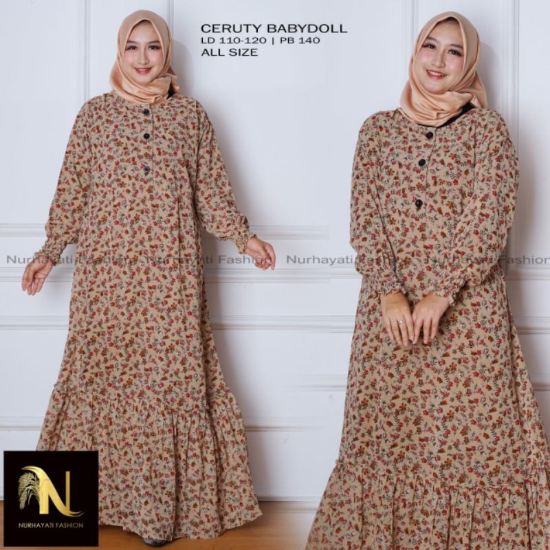 GAMIS PEREMPUAN MUSLIMAH BAHAN CERUTY BABYDOLL RONDOM FULL PURING TERMURAH