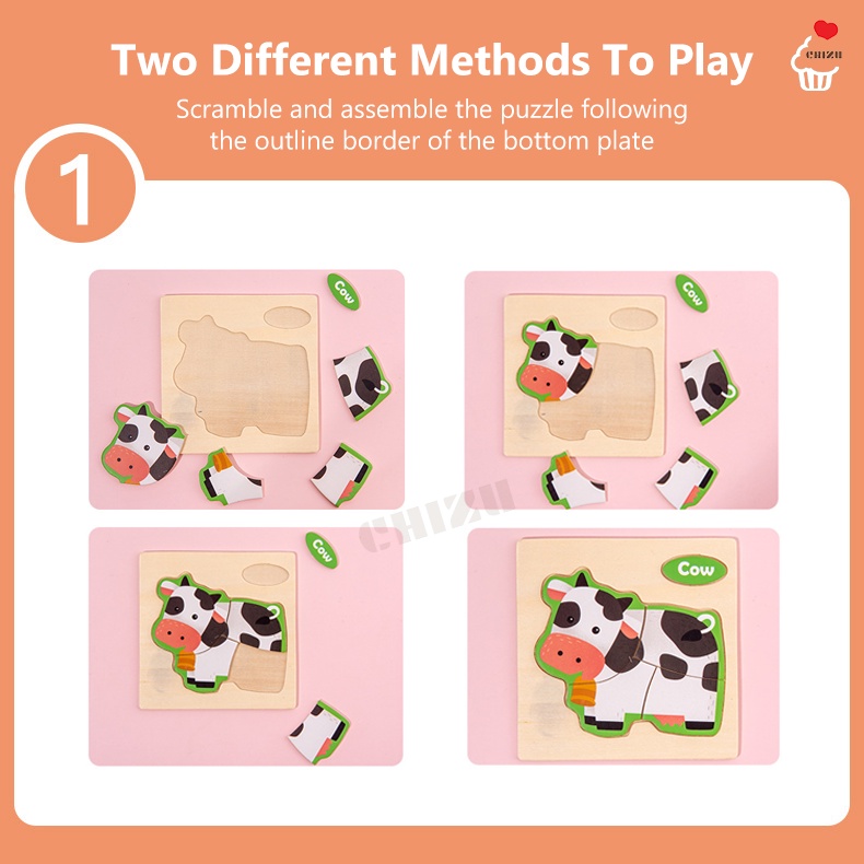 Small Simple Wooden Puzzle | Puzzel Kayu Kecil Sederhana / Mini | Kosakata Hewan Binatang Kendaraan Transportasi Inggris English | Mainan Edukatif Edukasi Anak Balita Bayi Murah