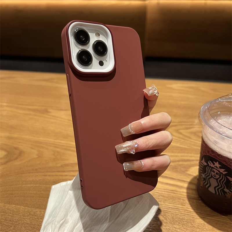 Soft Case Bahan Silikon Warna Ungu Untuk iPhone 14 13 12 Pro X XS Max 11 XR