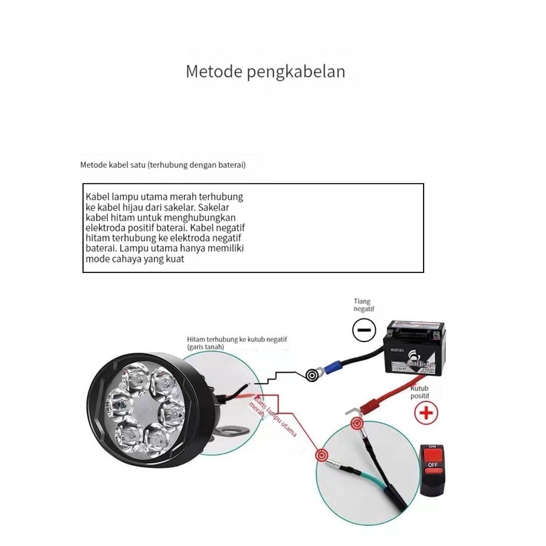 (Dalam stok, dikirim dari Jakarta)Lampu Tembak Sorot LED Spion Motor Cree 6 Mata 6W 12V Spotlight