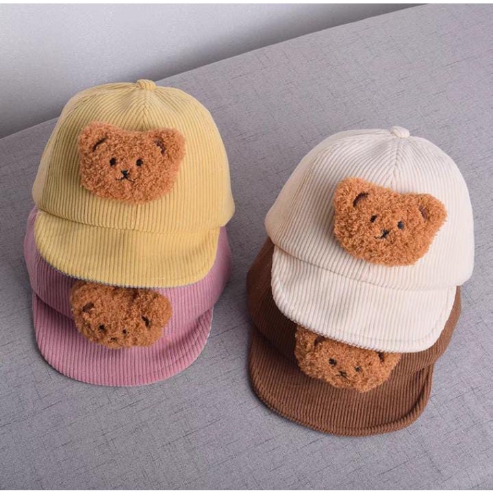 COD- Topi baseball anak laki laki lucu motif 3D BEAR HEAD / Topi anak premium korea lucu usia 1-3 tahun