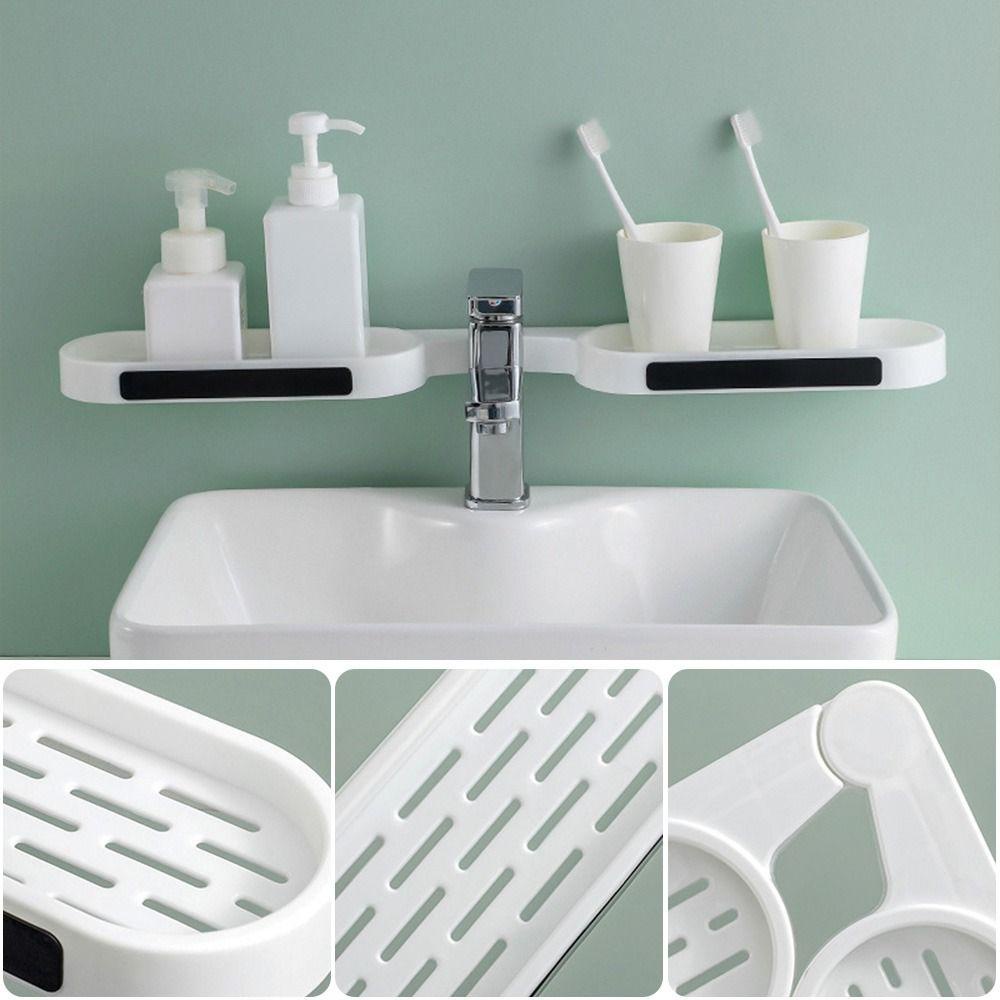 Solighter Rak Putar Kamar Mandi Toilet Baru Wastafel Foldable Drain Soap Shelves