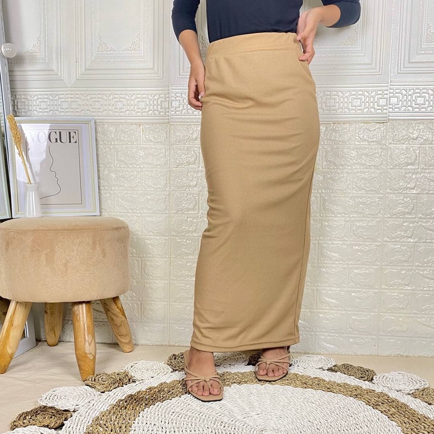 SPAN RAJUT KNITT PREMIUM/ROK PANJANG POLOS BODYCON BAHAN RAJUT