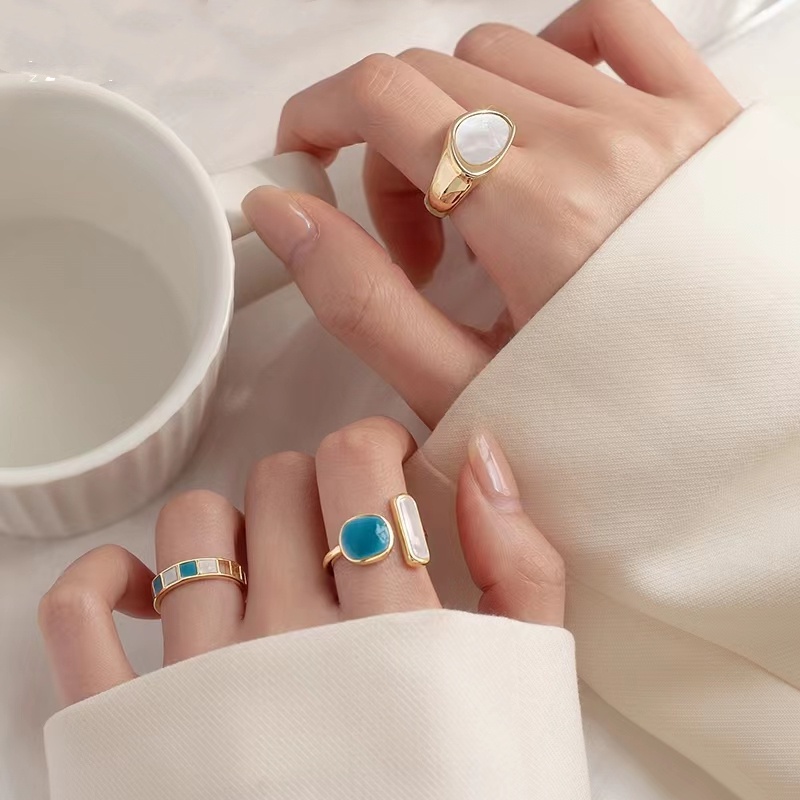 Cincin Jessenia Ring Adjustable Cincin Fashion Trend Baru Cincin unik Bentuk Geometri Bahan Alloy Hias Berlian Imitasi Untuk Wanita korea-Doo