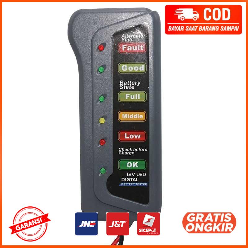 Tester Baterai Digital Diagnostik Mobil 12V 6 LED AHX009