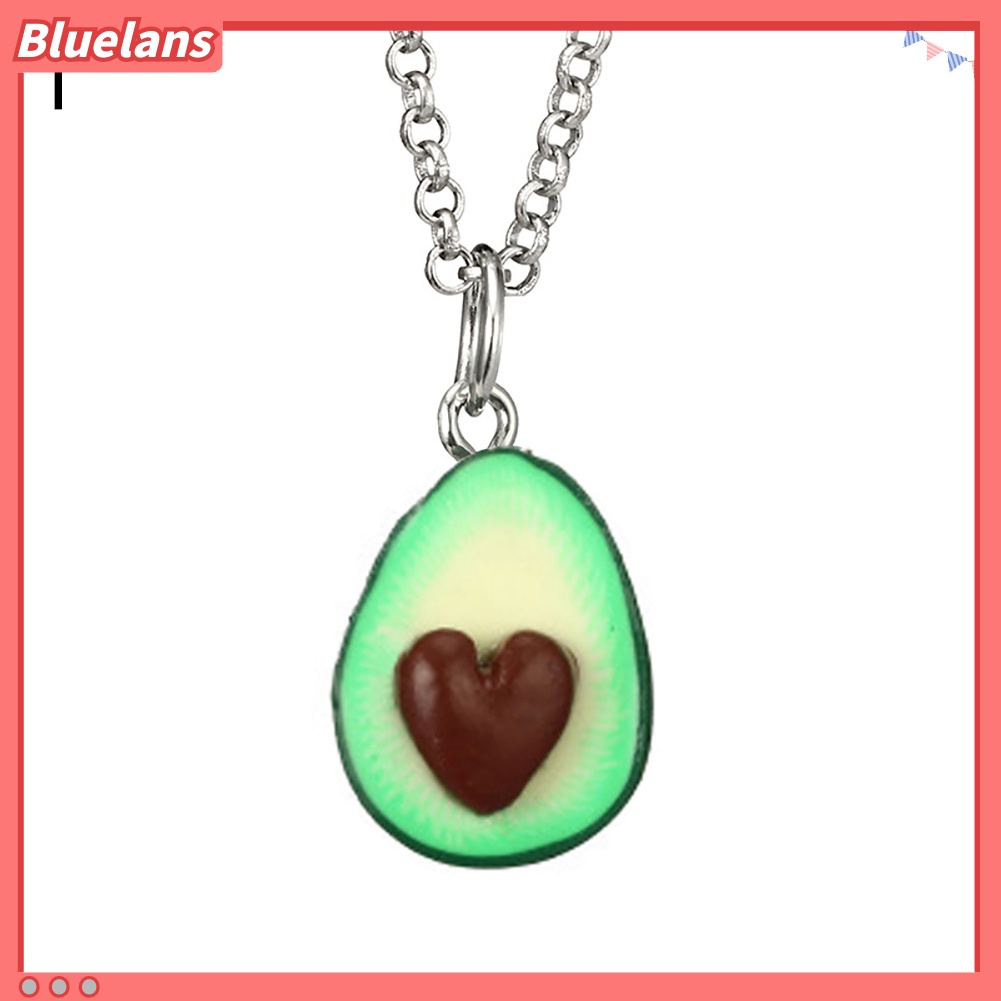 Bluelans Lovely Avocado with Nuclear 3D Clay Alloy Necklace Decor Couple Neck Chain Gift