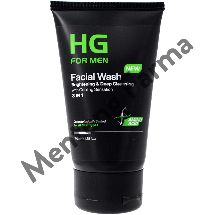 HG For Men Facial Wash Brightening &amp; Deep Cleansing 100 ML - Pembersih dan Pencerah Kulit Wajah Pria