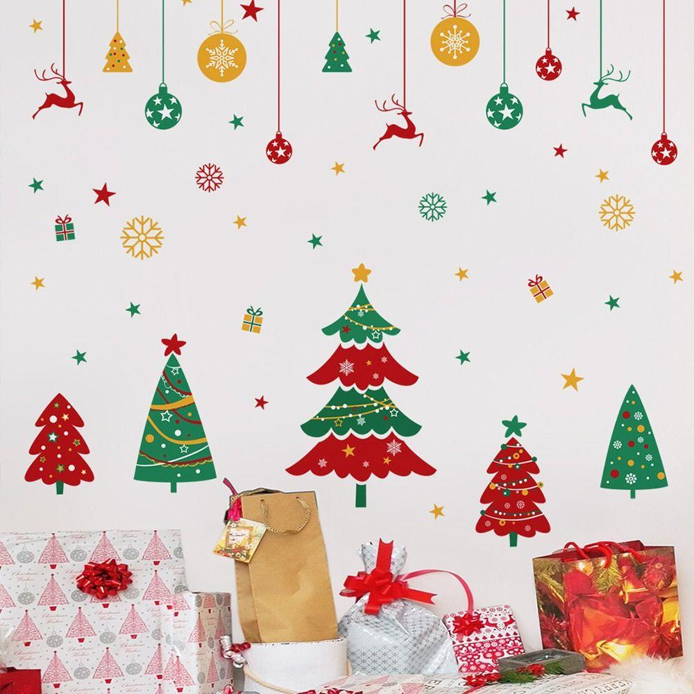 R-flower Christmas Wall Sticker Dinding Decroation New Year Stiker Perekat Diri Wallpaper Dekorasi Untuk Rumah