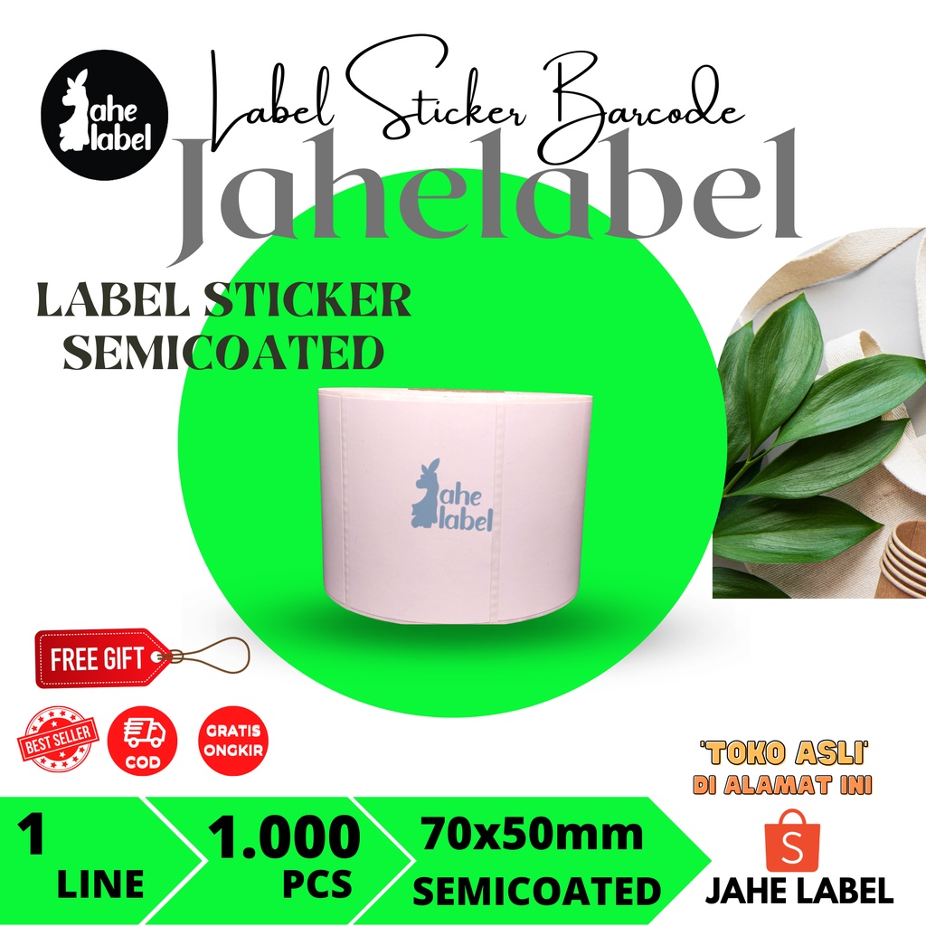 

LABEL STICKER BARCODE SEMICOATED 70x50 MM