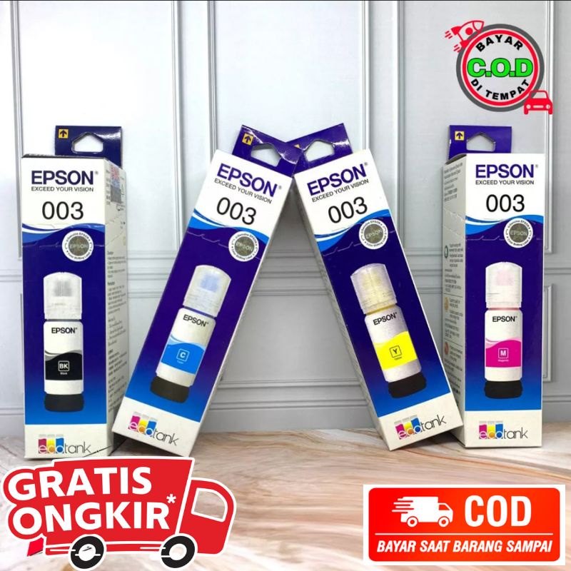 Satu Set Tinta 003 Epson Support Printer Epson : L1110 L3100 L3210 L3110 L3150 L5190