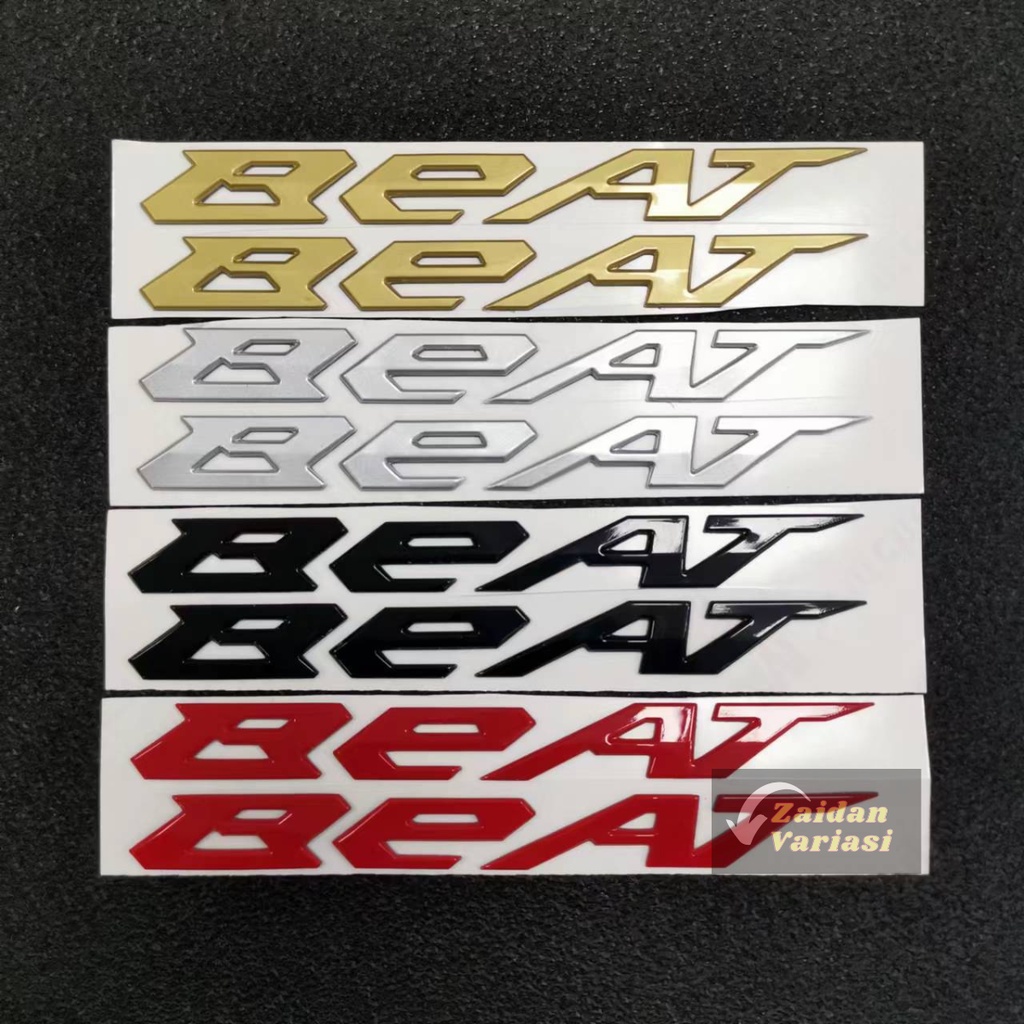 Emblem Honda Beat Timbul 3D Aksesoris Logo Stiker Karbu Street Sepasang 2 Pcs Kanan Dan Kiri Sticker Deluxe Fi Merah Gold New Jepang Japan Titanium Latin Hitam