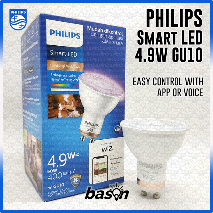 PHILIPS Smart WiFi BLE GU10 4.9W RGB CRI90 Dimmable via WiZ Connected