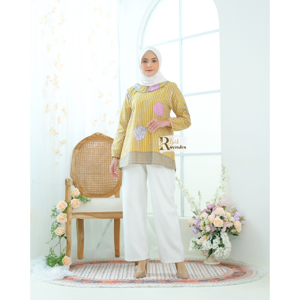 Blouse Batik Salur Kuning
