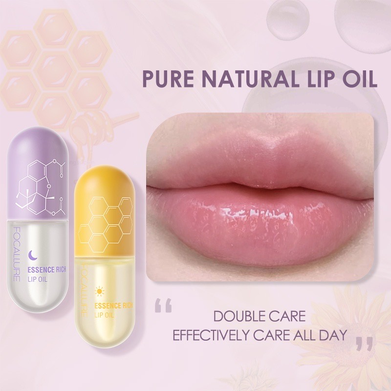 FOCALLURE Pure Natural Lip Oil Soften Moisturized Repaired Multi-uses Waterproof Lip care Focallure Lip Oil Focallure FA330