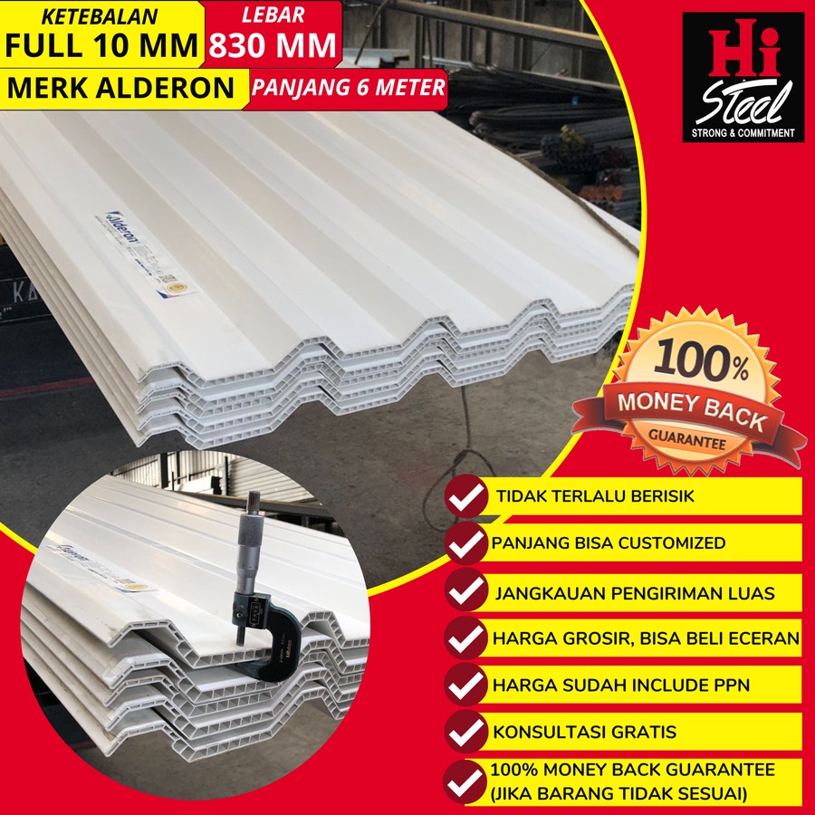 Atap Alderon 10mm X 830mm X 6m (White Doff)