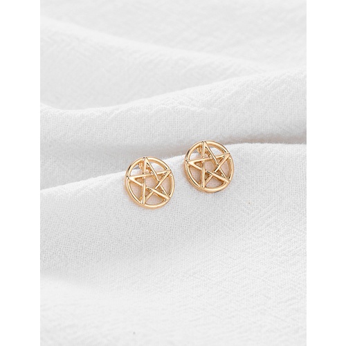 LRC Anting Tusuk Fashion Gold Geometric Pentagram Stud W7411