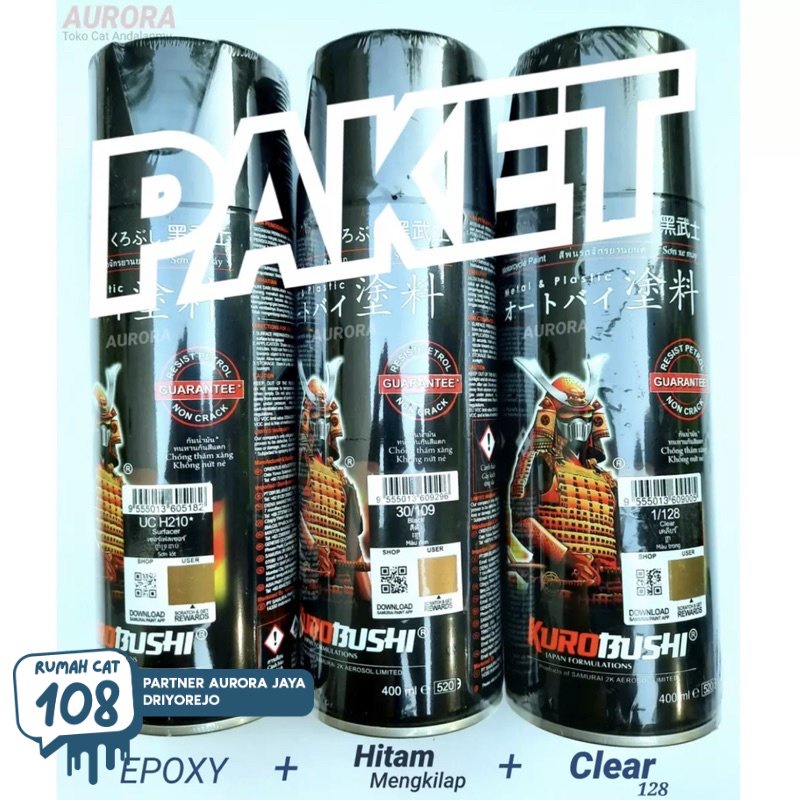 

Rumah Cat - Paket Samurai Hitam mengkilap Epoxy Grey UCH210 Black 109 Clear 128 Cat Pilox Pilok Pylox Gloss | Rumah Cat Mobil dan Motol