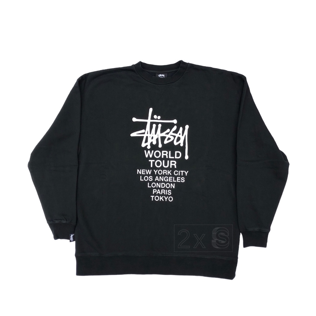 Stussy Pigment World Tour Crewneck Black - Stussy Australian released