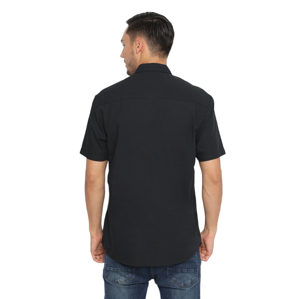 POSHBOY Basic Shirt Kenshin Black - Kemeja Pria Lengan Pendek Polos