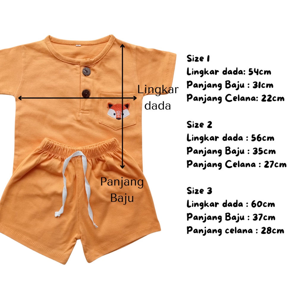 setelan playsuit unisex anak perempuan balita laki laki 1 2 3 tahun ANIMAL BASIC TEE SET onse set anak baju harian anak kaos adem