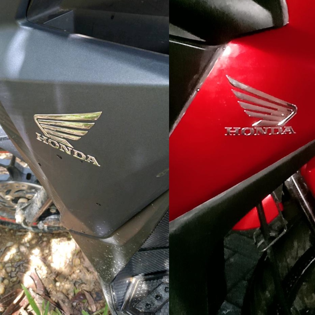 Emblem Sayap Vario 150 Honda Timbul Logo Wing Wings Sticker 2 Pcs Sepasang Kiri dan Kanan Krom Chrome Gold Red Black Silver Hitam Merah Emas Vario 150 Pcx Rc100 Astrea Star Prima C70 Original Ori