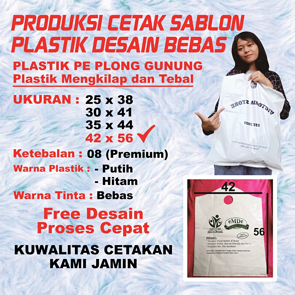 Plastik Sablon Plong Gunung PE Tebal Mengkilap Cetak Tas Kantong Packing Sepatu Ukuran Super Besar 4
