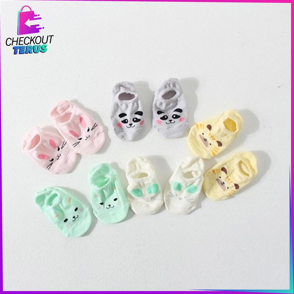 CT P50 Kaos Kaki Pendek Anak Bayi Karakter Hewan Bahan Katun Lembut Model Korea Import Cute Baby Sock