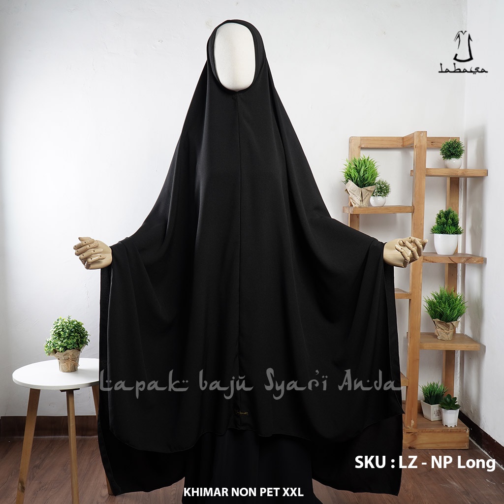 Khimar Syari Jumbo Square ( Cutting bawah Kotak ) Non Pet XXL 120 x 140 Ity Crepe - Labasa Ori | Bergo Syari Jumbo