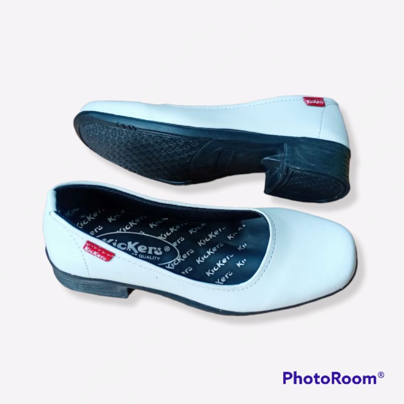 PS3P Sepatu Pantofel Wanita Putih Polos Hak 3 Cm Heels Formal Kerja Bidan Perawat