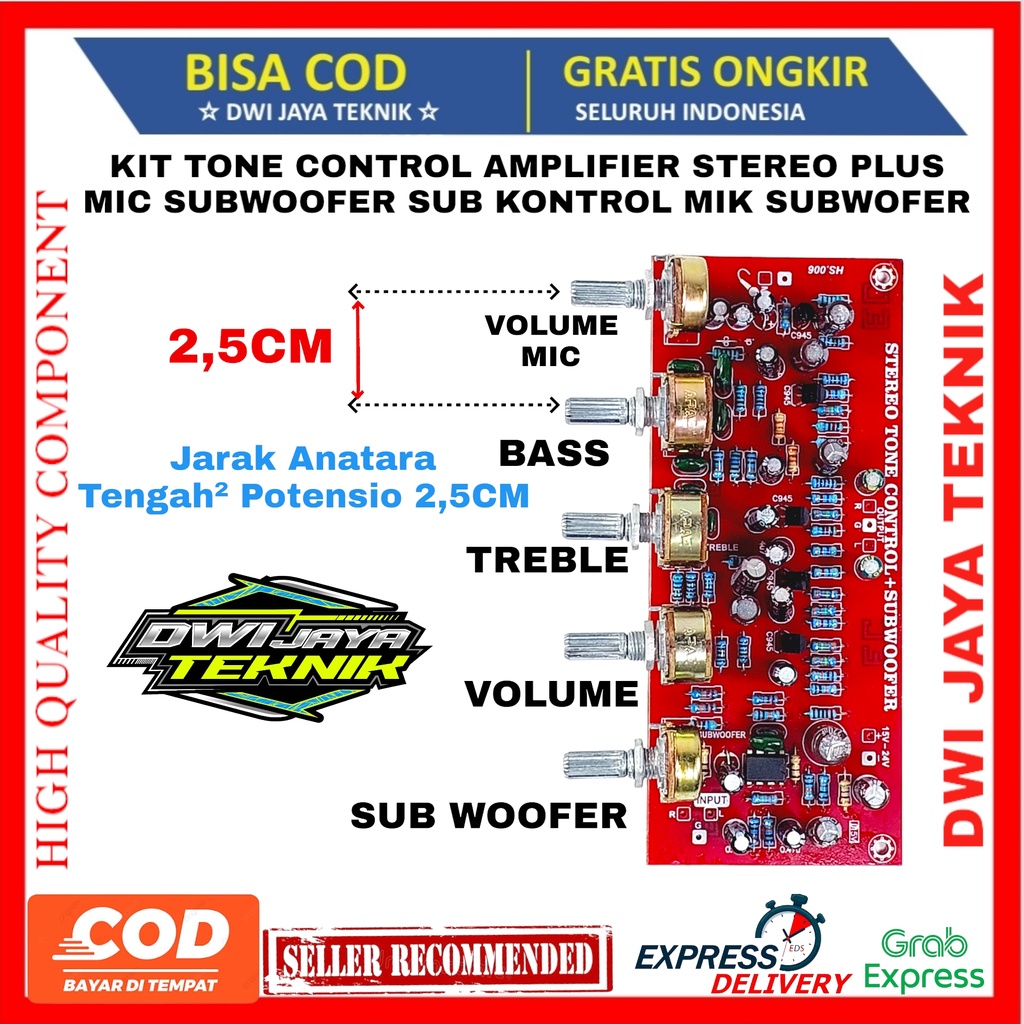 KIT TONE CONTROL AMPLIFIER STEREO PLUS MIC SUBWOOFER SUB KONTROL MIK SUBWOFER