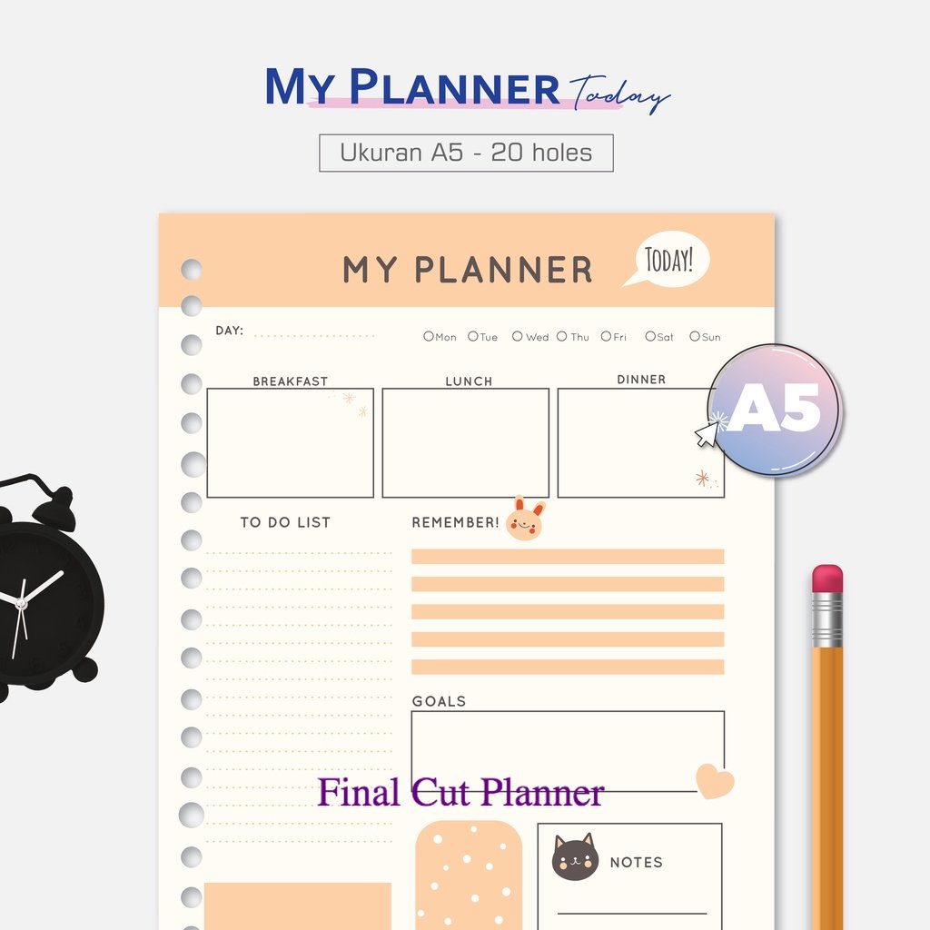 

Bukuqu Loose leaf A5 - NL272 My Planner Today - Stationery - Bookpaper - Kertas Binder .
