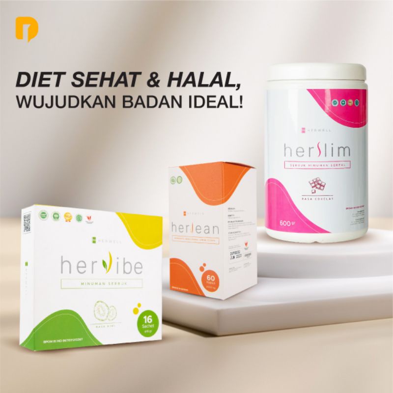 Herwell Herslim Meal Replacement Kaya Nutrisi Diet Rendah Kalori | Herslim Hervibe Herlean