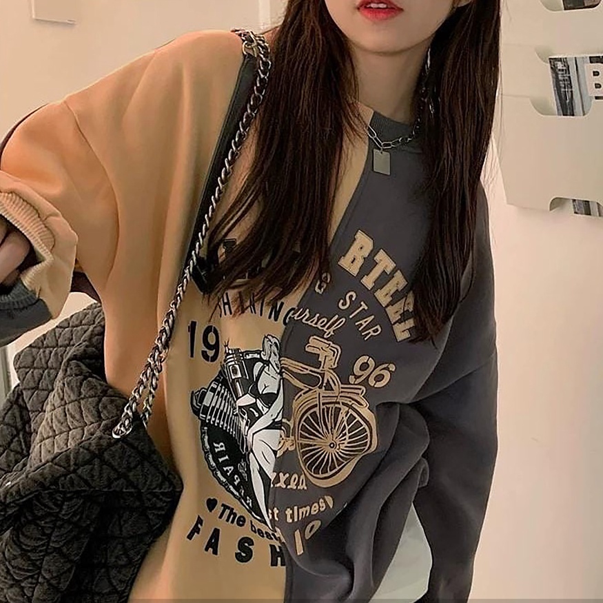 Sweater Crewneck Clein Rteel Combination Color | Teen Shining Korean Style Sweatshirt Oblong Remaja Kekinian Terbaru | Bahan Fleece Tebal Dan Lembut | Allsize