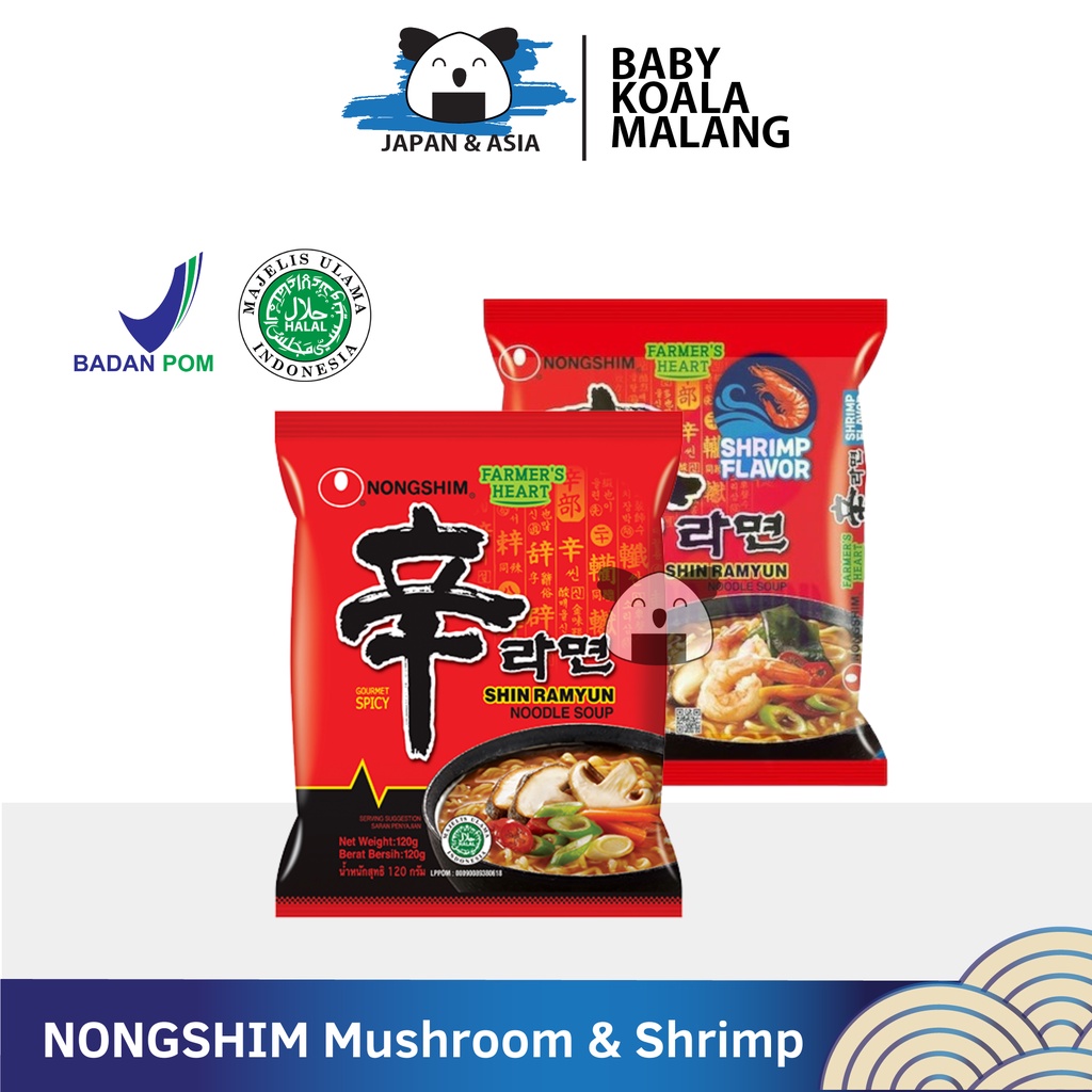 

NONGSHIM Ramen Korea Shin Ramyun Spicy Mushroom & Shrimp 120 g Halal | Mie Instan Korea