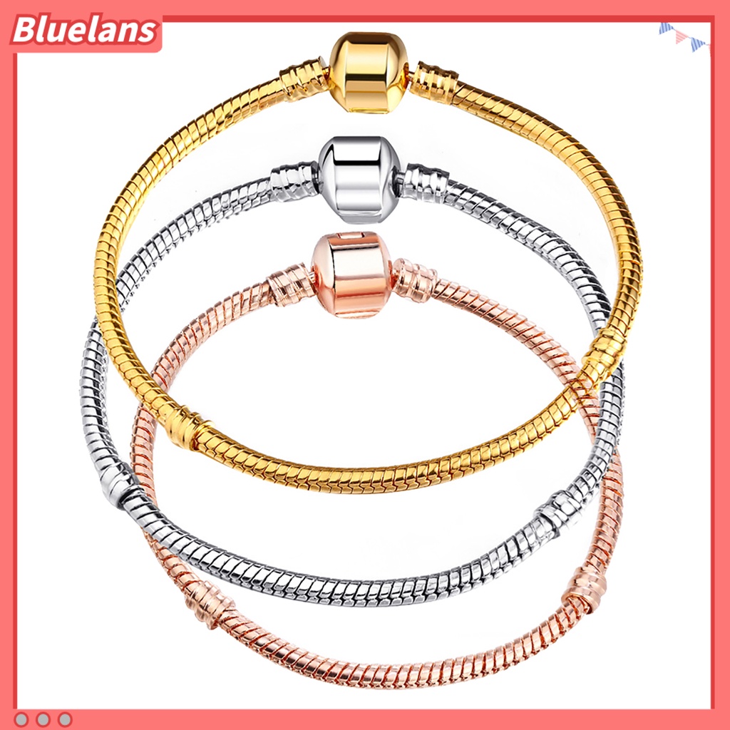 Bluelans Bangle Simple Beaded Snake Chain Women Beaded Charm Bracelet