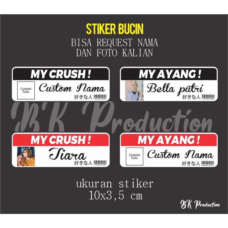 

Stiker Custom nama,Stiker My Ayang,My Crush,Stiker Bucin,stiker motor,mobil