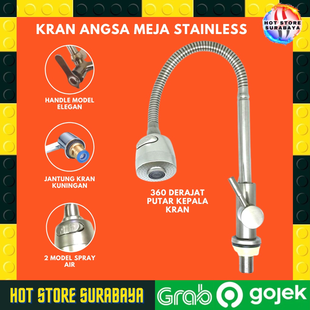 Kran Air Keran Angsa Fleksible Sink Meja Cuci Piring Kran Origina sus PREMIUM QUALITY